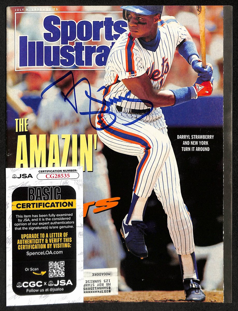 Darryl Strawberry NY Mets Signed 1990 Sports Illustrated w/Label JSA 197867