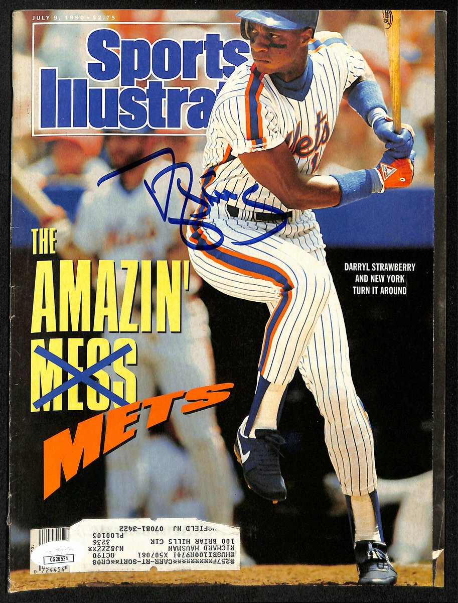 Darryl Strawberry NY Mets Signed 1990 Sports Illustrated w/Label JSA 197868