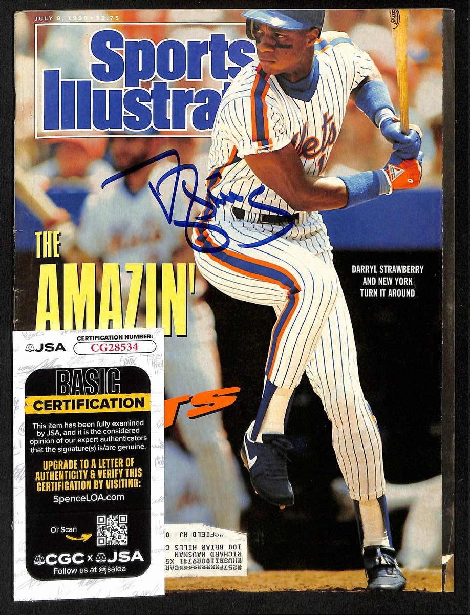 Darryl Strawberry NY Mets Signed 1990 Sports Illustrated w/Label JSA 197868