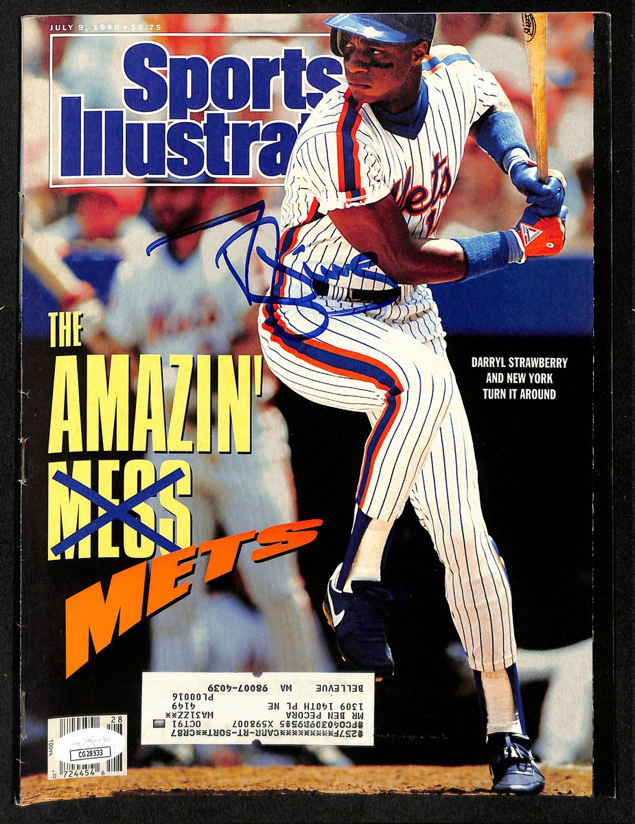 Darryl Strawberry NY Mets Signed 1990 Sports Illustrated w/Label JSA 197869