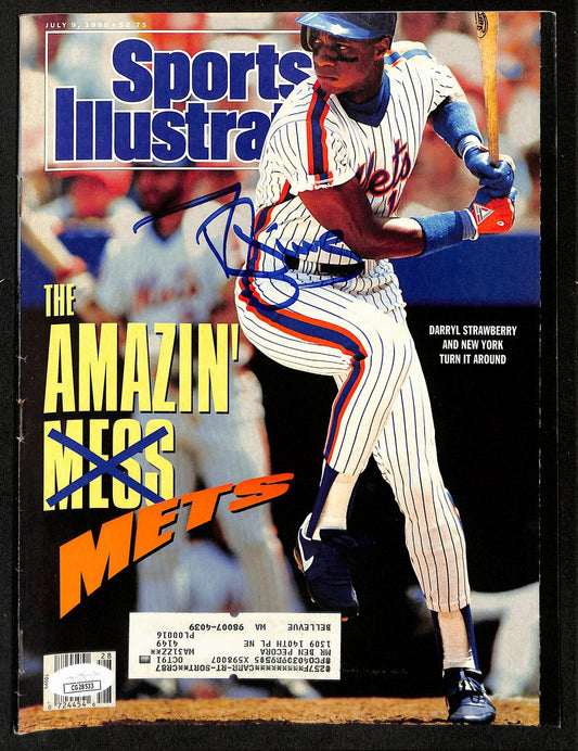 Darryl Strawberry NY Mets Signed 1990 Sports Illustrated w/Label JSA 197869