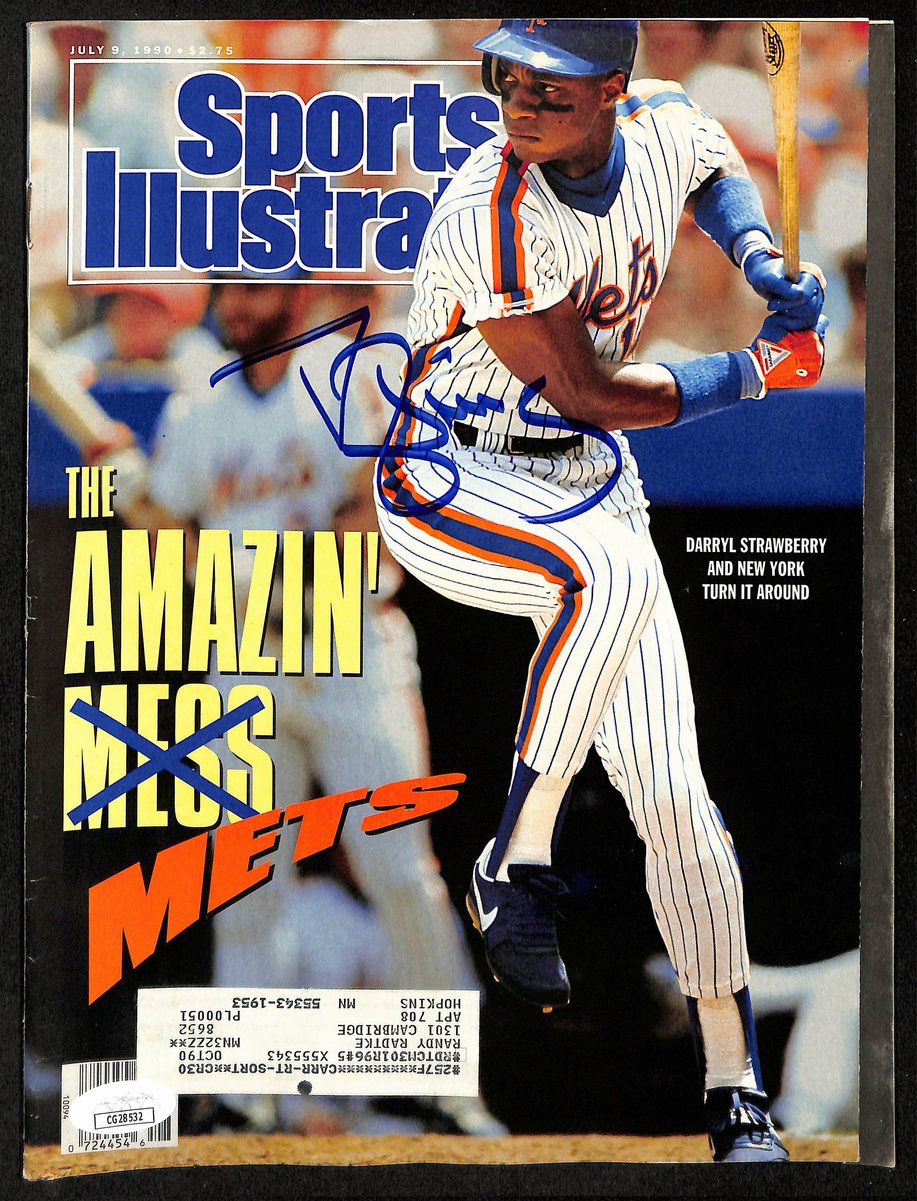Darryl Strawberry NY Mets Signed 1990 Sports Illustrated w/Label JSA 197870
