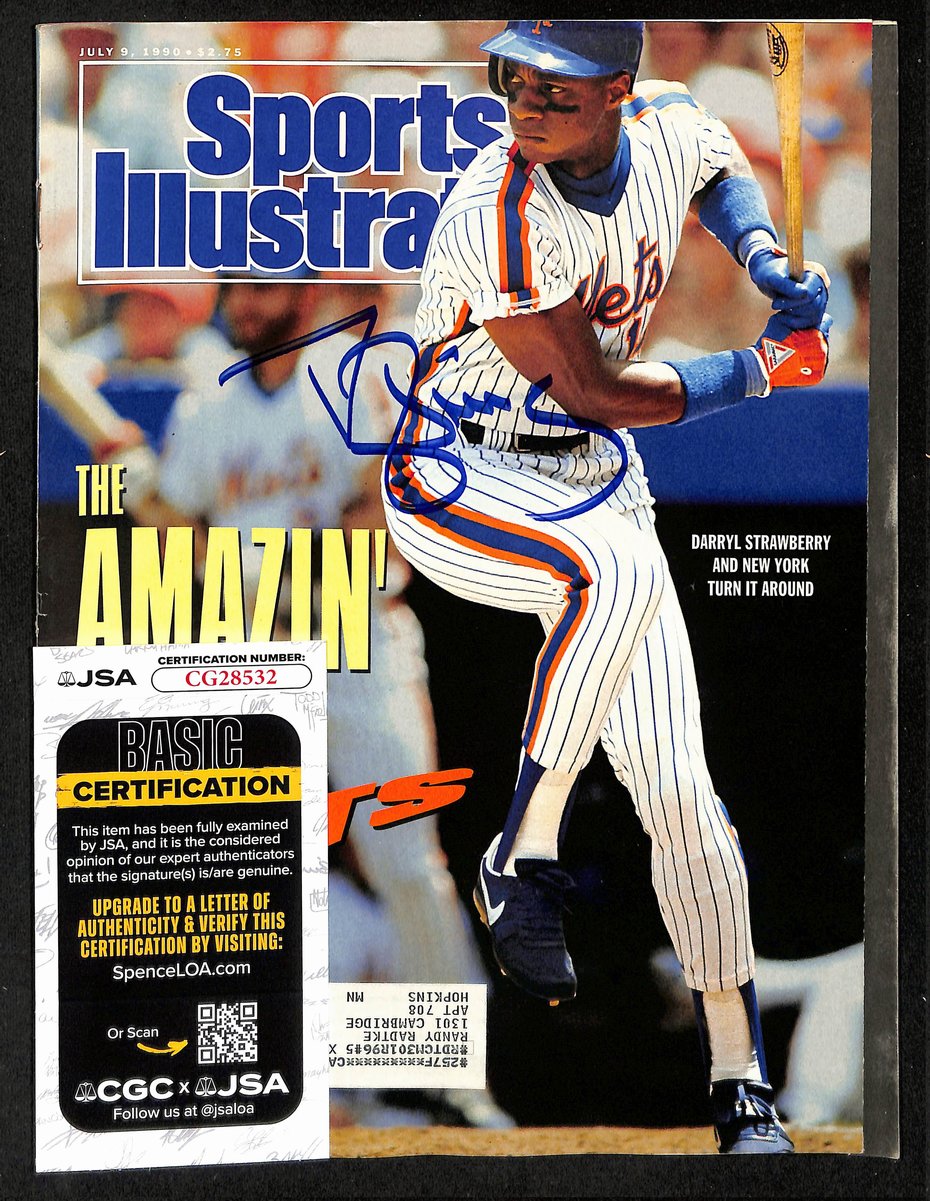 Darryl Strawberry NY Mets Signed 1990 Sports Illustrated w/Label JSA 197870