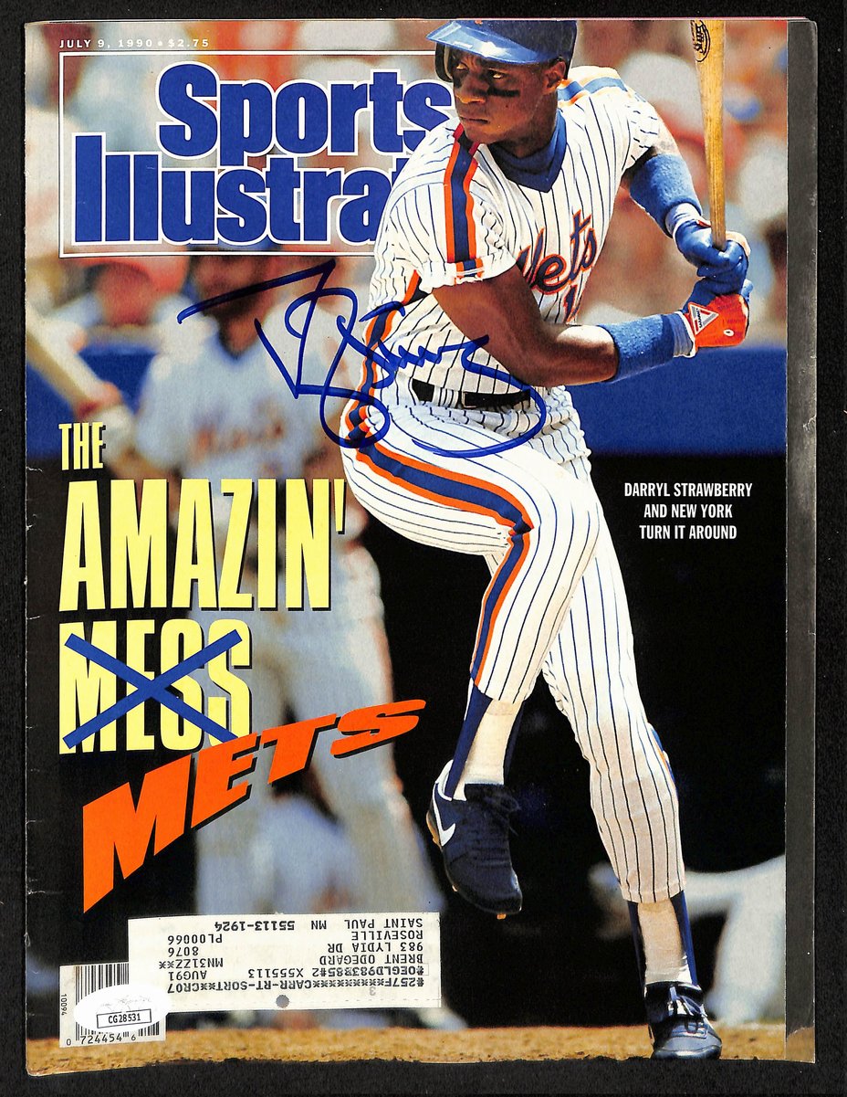 Darryl Strawberry NY Mets Signed 1990 Sports Illustrated w/Label JSA 197871