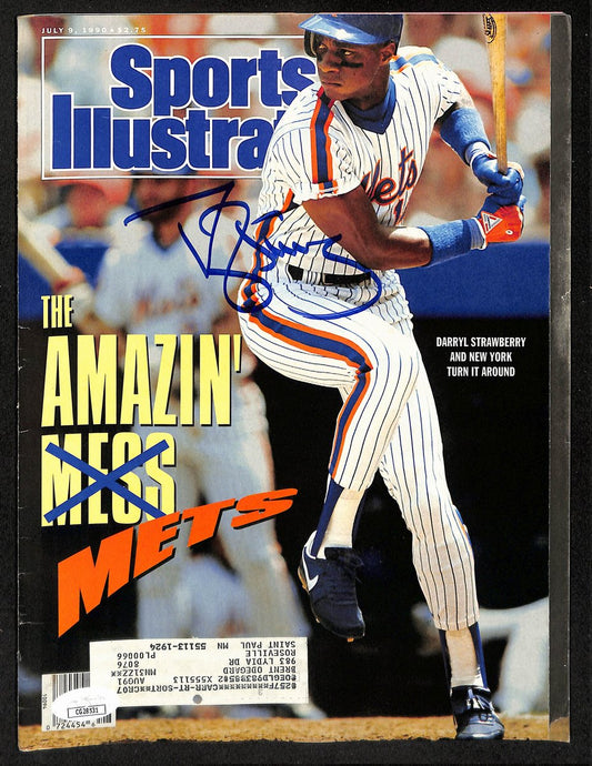 Darryl Strawberry NY Mets Signed 1990 Sports Illustrated w/Label JSA 197871