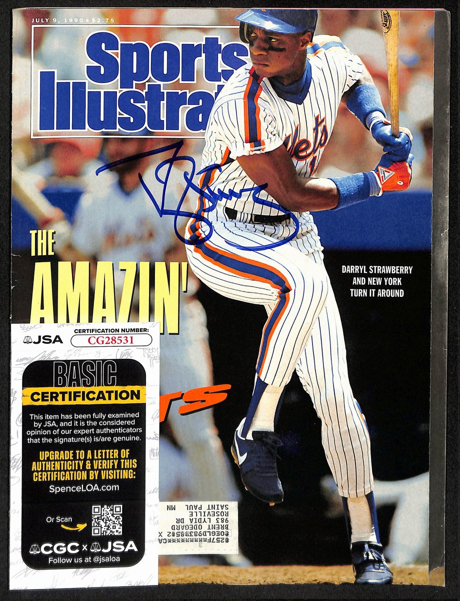 Darryl Strawberry NY Mets Signed 1990 Sports Illustrated w/Label JSA 197871
