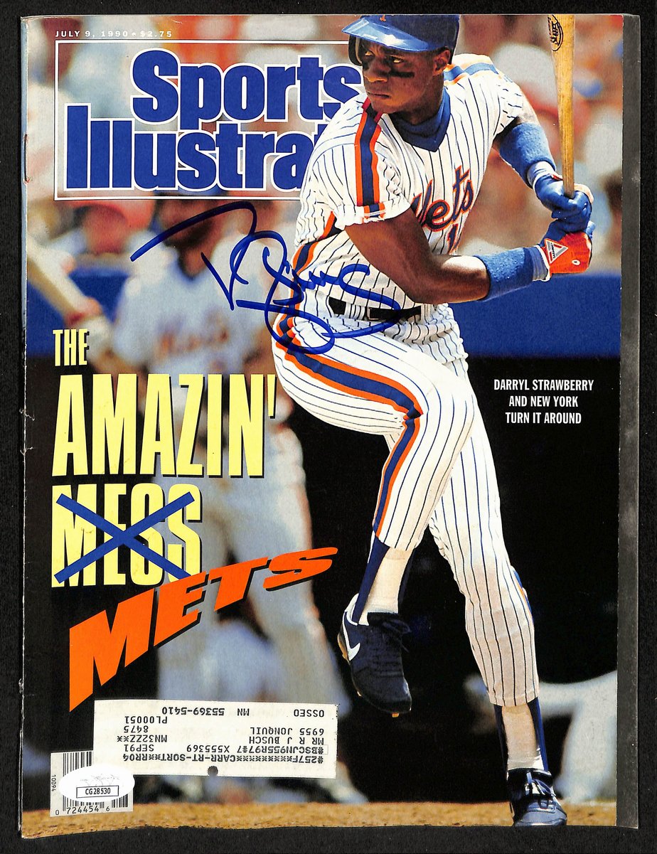 Darryl Strawberry NY Mets Signed 1990 Sports Illustrated w/Label JSA 197872