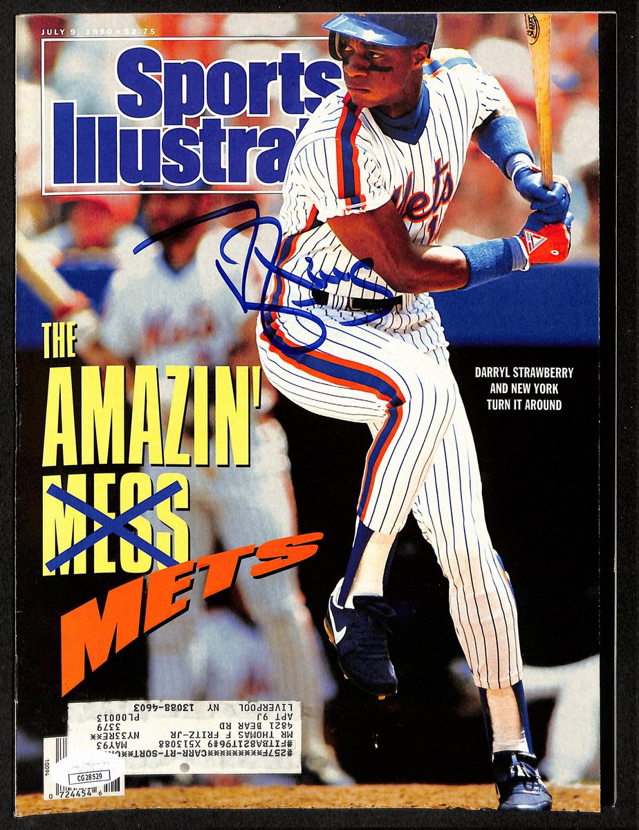 Darryl Strawberry NY Mets Signed 1990 Sports Illustrated w/Label JSA 197873