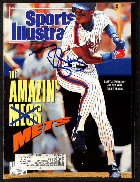 Darryl Strawberry NY Mets Signed 1990 Sports Illustrated w/Label JSA 197873