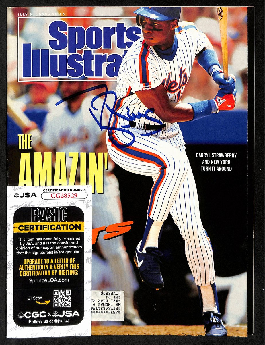 Darryl Strawberry NY Mets Signed 1990 Sports Illustrated w/Label JSA 197873