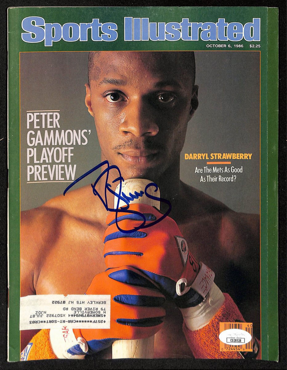 Darryl Strawberry NY Mets Signed 1986 Sports Illustrated w/Label JSA 197874