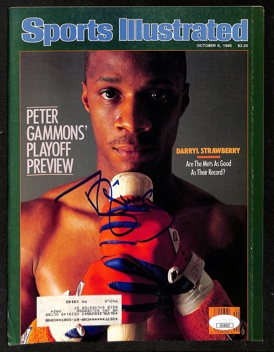 Darryl Strawberry NY Mets Signed 1986 Sports Illustrated w/Label JSA 197875