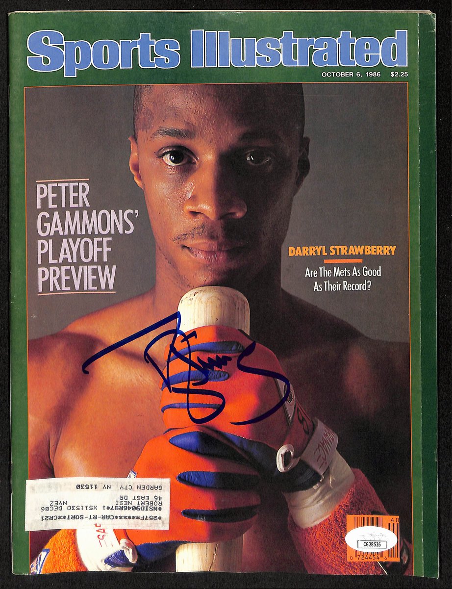 Darryl Strawberry NY Mets Signed 1986 Sports Illustrated w/Label JSA 197876