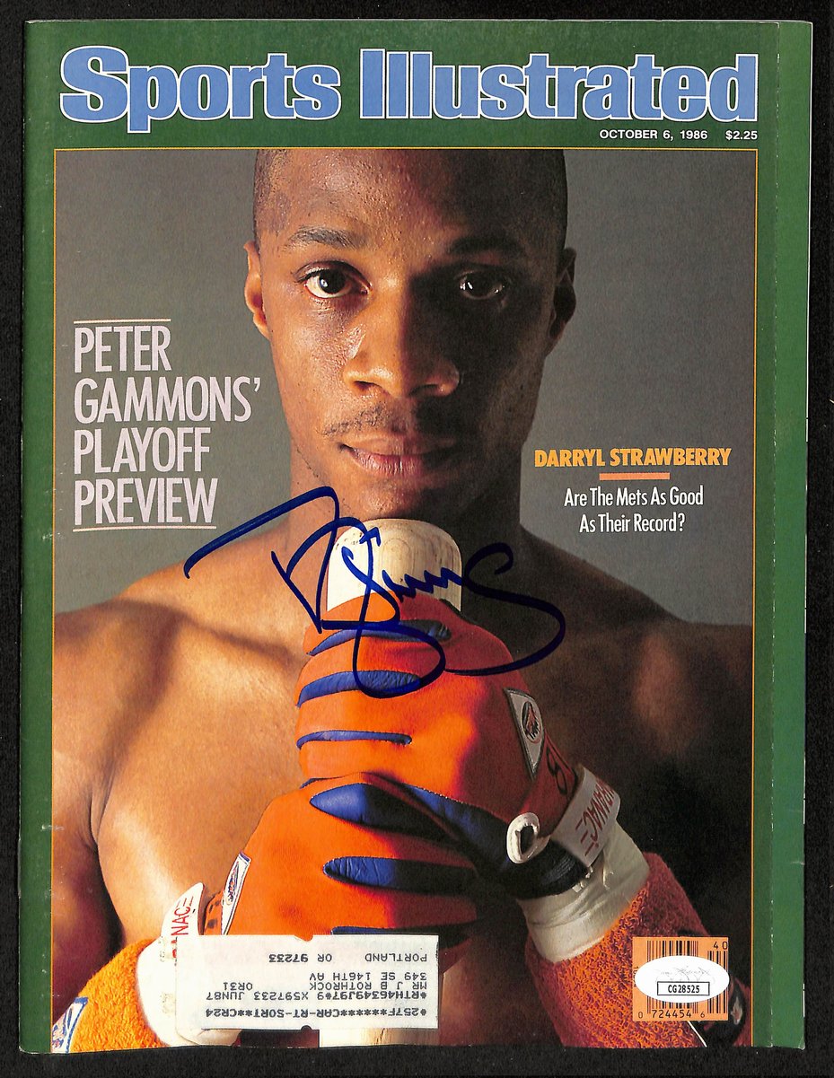 Darryl Strawberry NY Mets Signed 1986 Sports Illustrated w/Label JSA 197877
