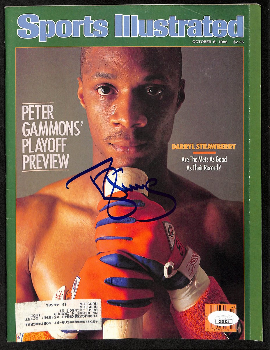 Darryl Strawberry NY Mets Signed 1986 Sports Illustrated w/Label JSA 197878