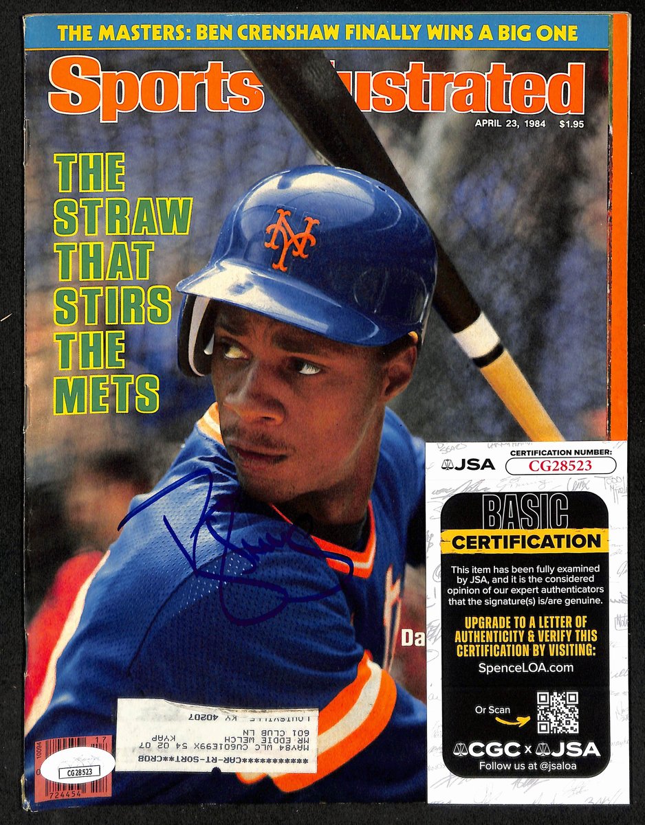 Darryl Strawberry NY Mets Signed 1984 Sports Illustrated w/Label JSA 197879