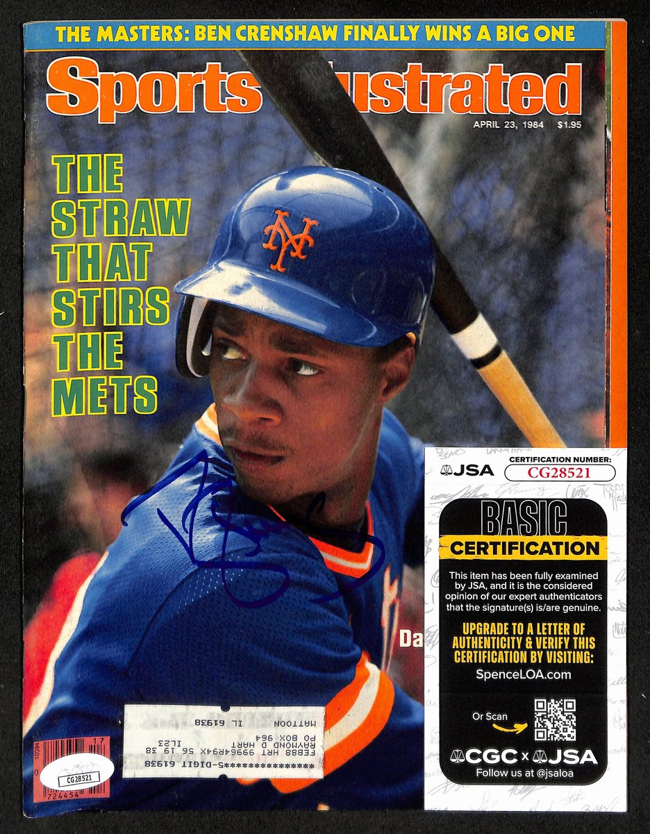 Darryl Strawberry NY Mets Signed 1984 Sports Illustrated w/Label JSA 197881
