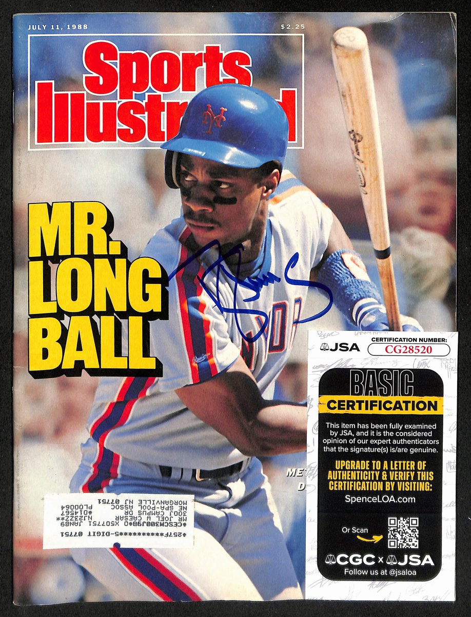 Darryl Strawberry NY Mets Signed 1988 Sports Illustrated w/Label JSA 197882