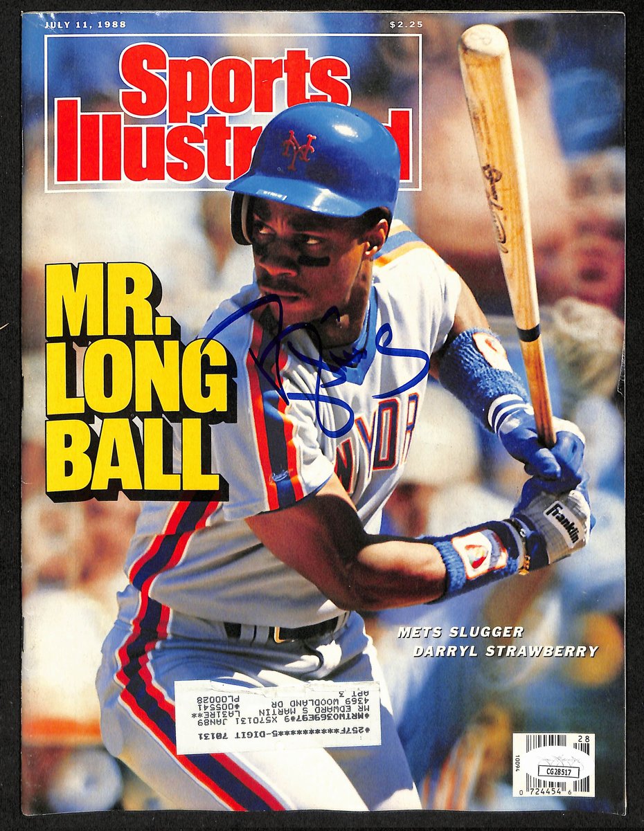 Darryl Strawberry NY Mets Signed 1988 Sports Illustrated w/Label JSA 197885