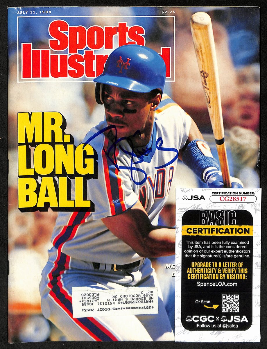 Darryl Strawberry NY Mets Signed 1988 Sports Illustrated w/Label JSA 197885