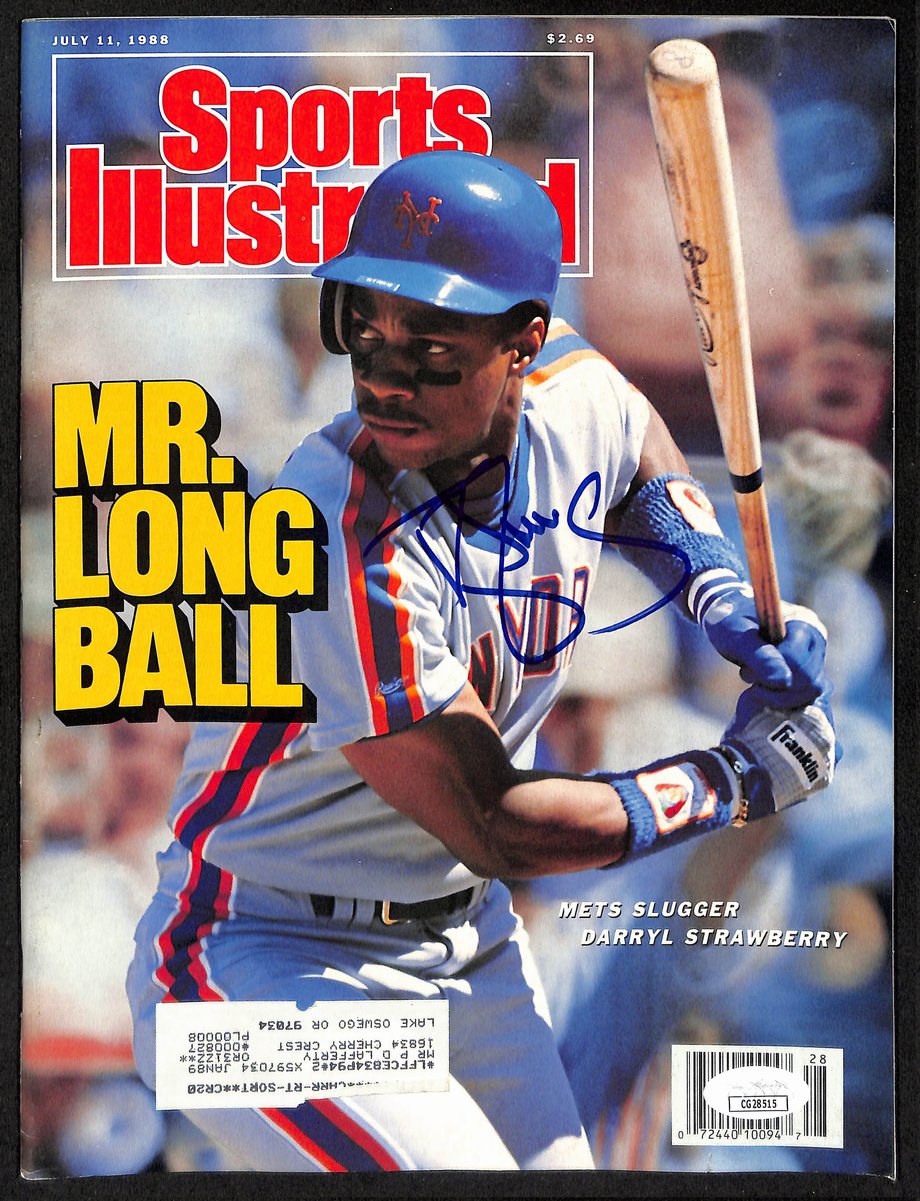 Darryl Strawberry NY Mets Signed 1988 Sports Illustrated w/Label JSA 197887