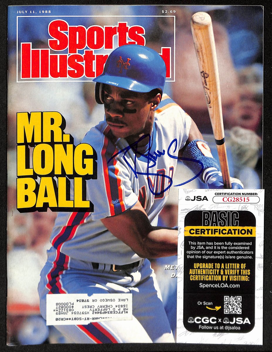 Darryl Strawberry NY Mets Signed 1988 Sports Illustrated w/Label JSA 197887