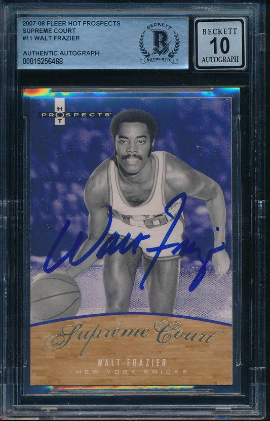 Walt Frazier HOF Signed/Auto 2007-08 Fleer Hot Prospects Card #SC-11 BAS 198653