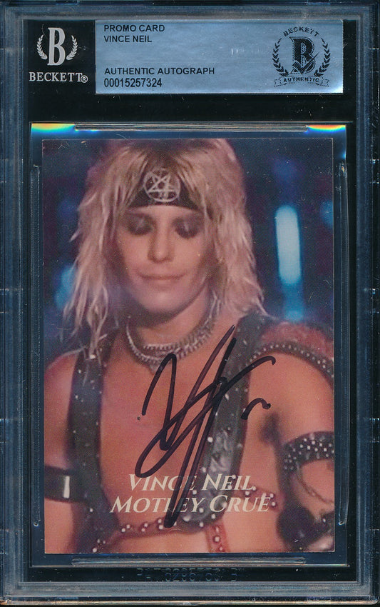 Vince Neil Motley Crew Signed/Autographed Promo Card BAS/Beckett 198656
