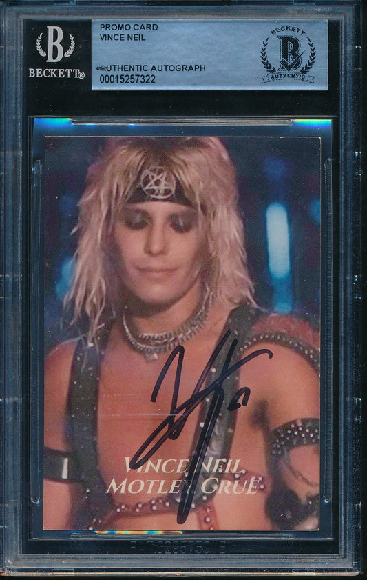 Vince Neil Motley Crew Signed/Autographed Promo Card BAS/Beckett 198658