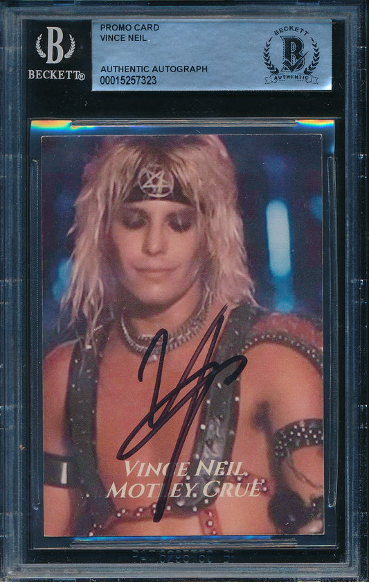 Vince Neil Motley Crew Signed/Autographed Promo Card BAS/Beckett 198659