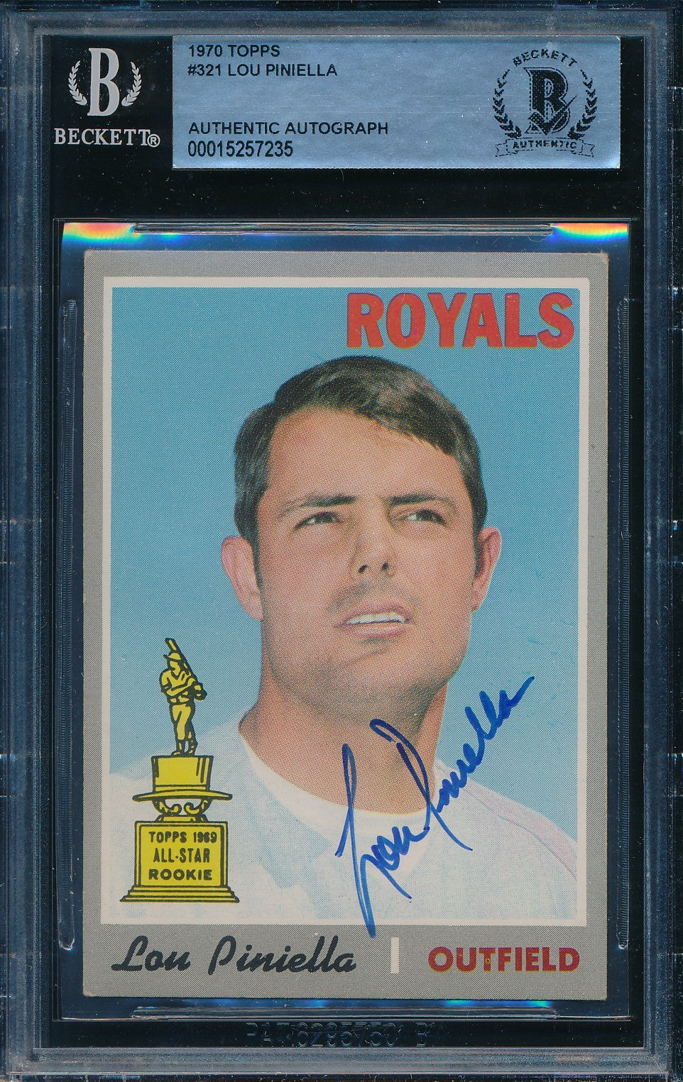 Lou Piniella Royals Signed/Autographed 1970 Topps Card #321 BAS/Beckett 198662