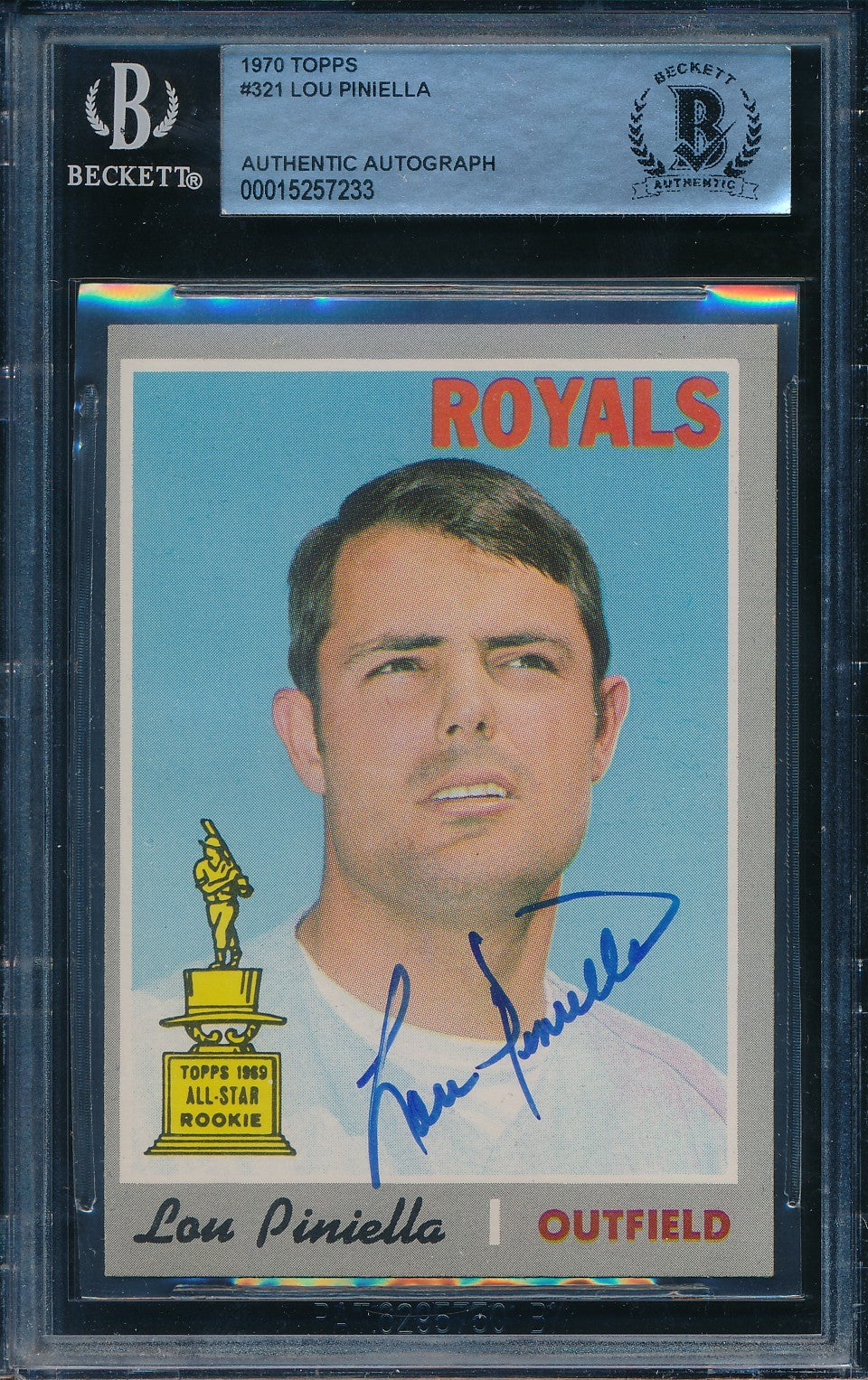 Lou Piniella Royals Signed/Autographed 1970 Topps Card #321 BAS/Beckett 198663