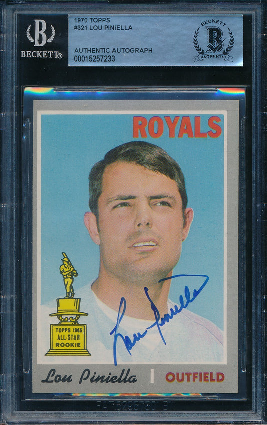 Lou Piniella Royals Signed/Autographed 1970 Topps Card #321 BAS/Beckett 198663