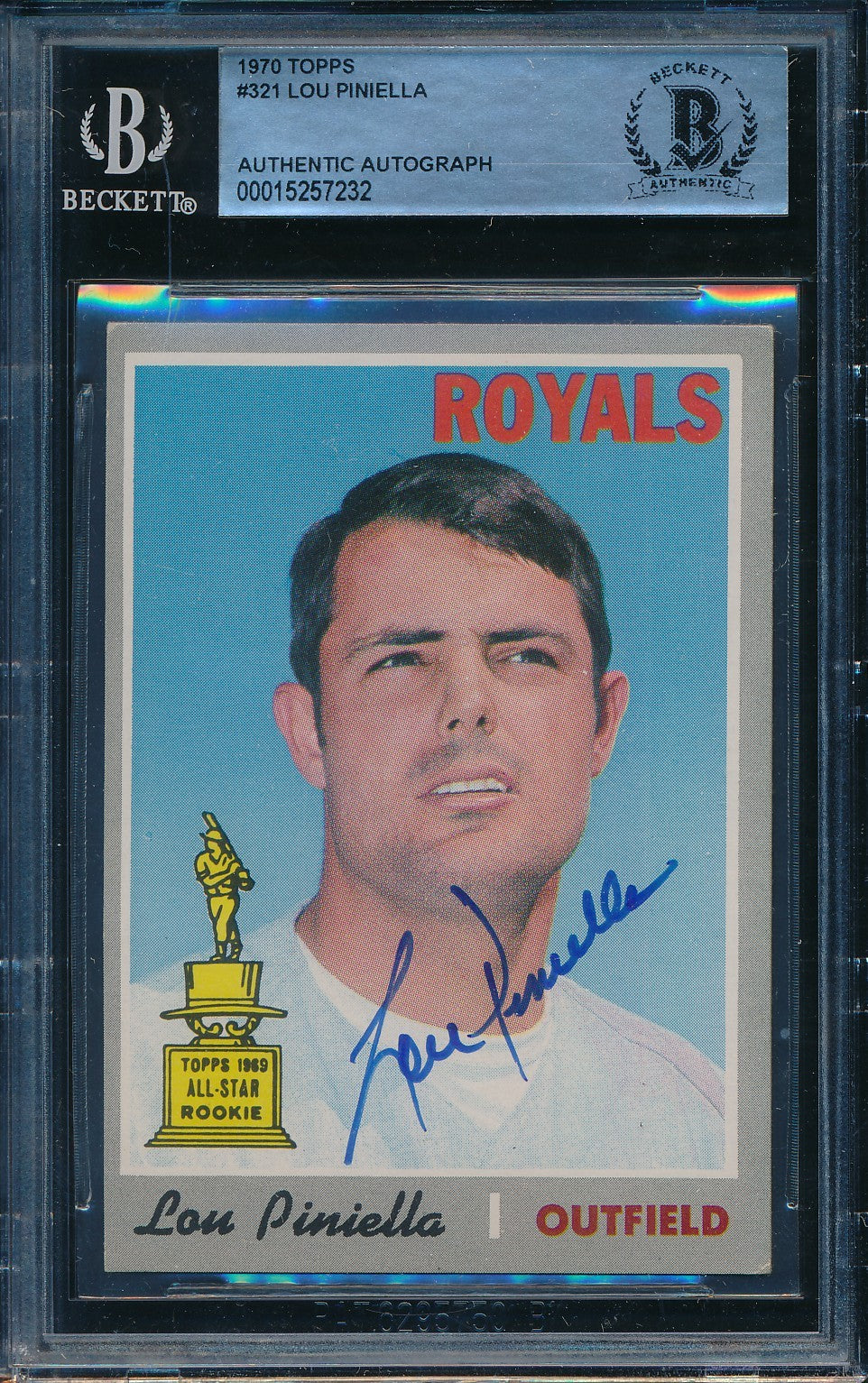 Lou Piniella Royals Signed/Autographed 1970 Topps Card #321 BAS/Beckett 198664