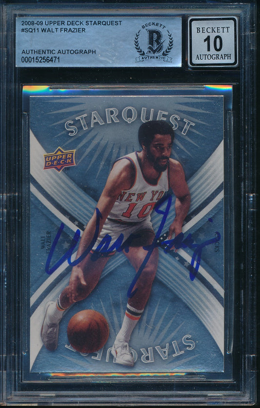 Walt Frazier HOF Signed/Auto 2008-09 Upper Deck Starquest Card #SQ-11 BAS 198672