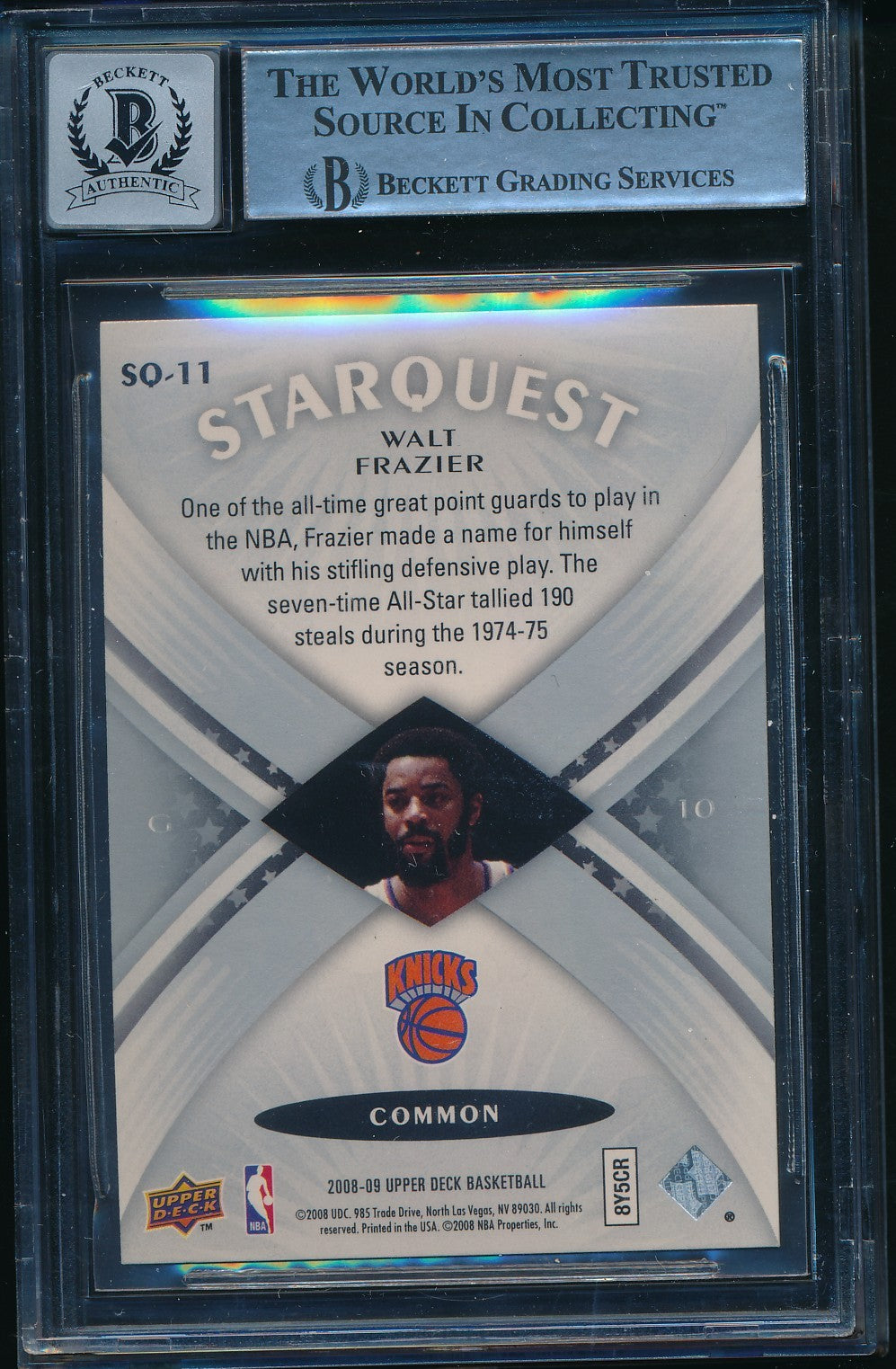 Walt Frazier HOF Signed/Auto 2008-09 Upper Deck Starquest Card #SQ-11 BAS 198672