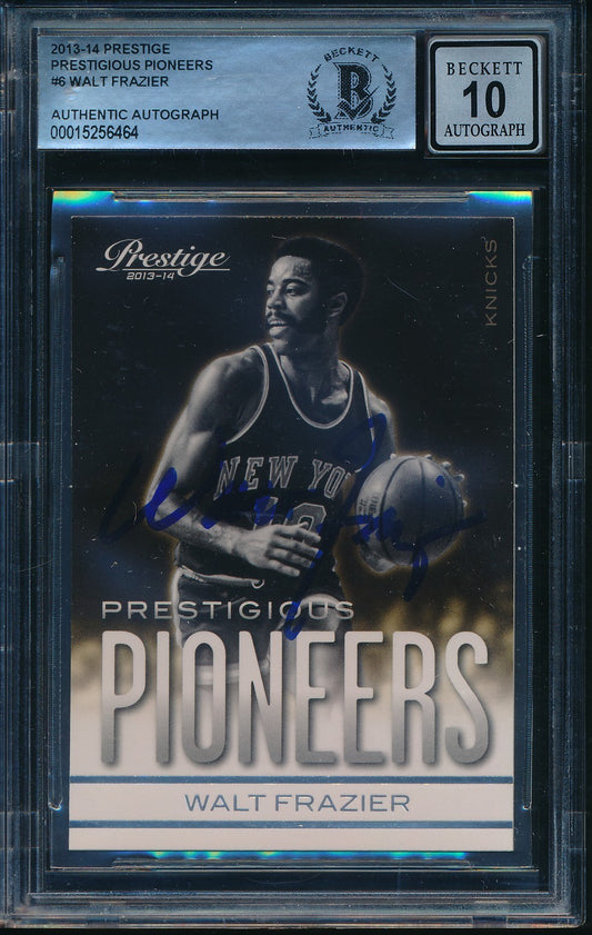 Walt Frazier HOF Signed/Auto 2013-14 Panini Prestige Card #6 BAS/Beckett 198673
