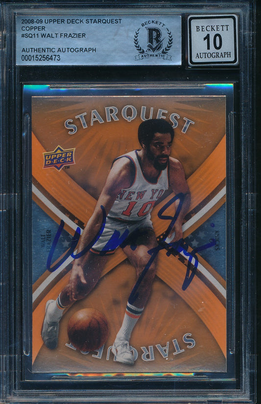 Walt Frazier HOF Signed/Auto 2008-09 Upper Deck Starquest Card #SQ-11 BAS 198675