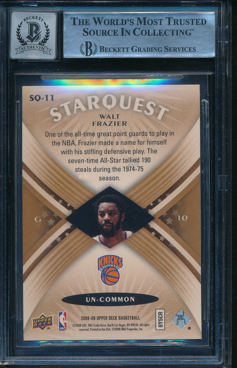 Walt Frazier HOF Signed/Auto 2008-09 Upper Deck Starquest Card #SQ-11 BAS 198675