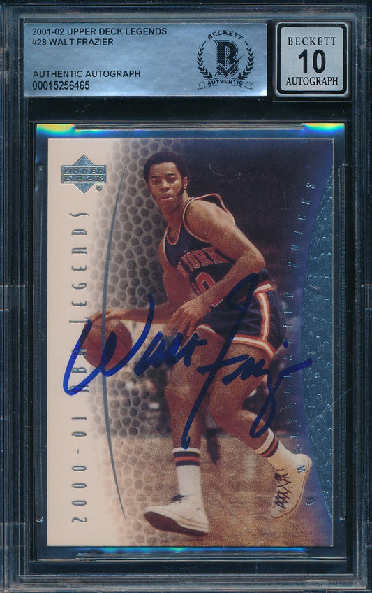 Walt Frazier HOF Signed/Auto 2001-02 Upper Deck Legends Card #28 BAS 198676