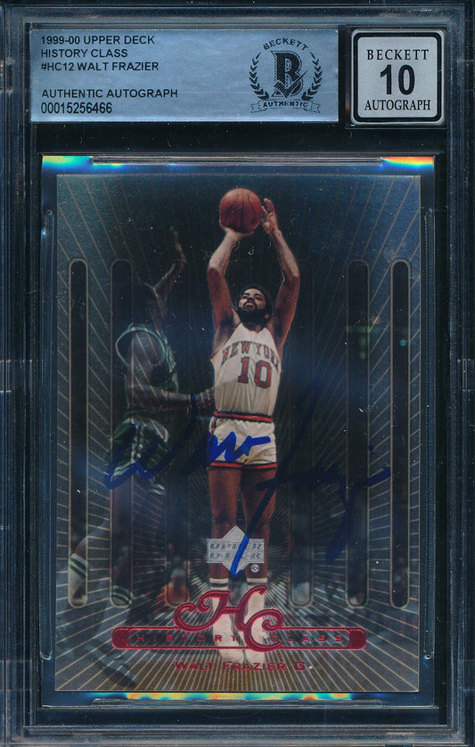 Walt Frazier HOF Signed 1999-00 Upper Deck History Class Card #HC-12 BAS 198677