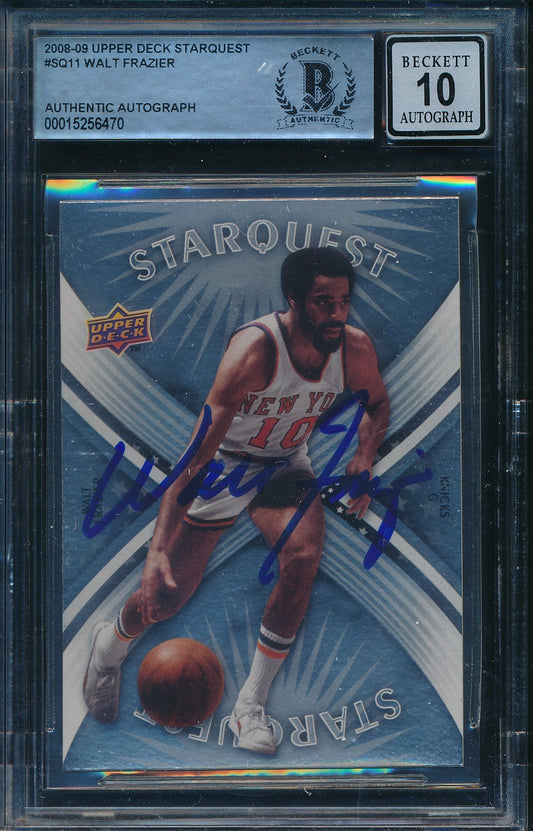 Walt Frazier HOF Signed/Auto 2008-09 Upper Deck Starquest Card #SQ11 BAS 198678