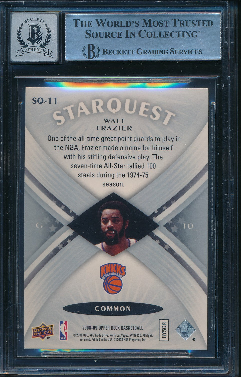 Walt Frazier HOF Signed/Auto 2008-09 Upper Deck Starquest Card #SQ11 BAS 198678