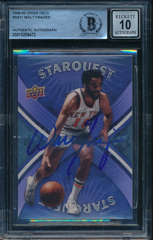Walt Frazier HOF Signed/Auto 2008-09 Upper Deck Starquest Card #SQ11 BAS 198679