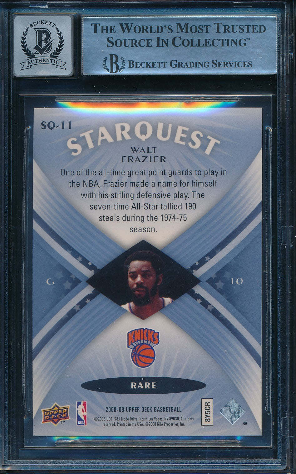 Walt Frazier HOF Signed/Auto 2008-09 Upper Deck Starquest Card #SQ11 BAS 198679