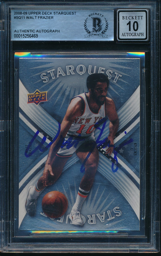 Walt Frazier HOF Signed/Auto 2008-09 Upper Deck Starquest Card #SQ11 BAS 198680