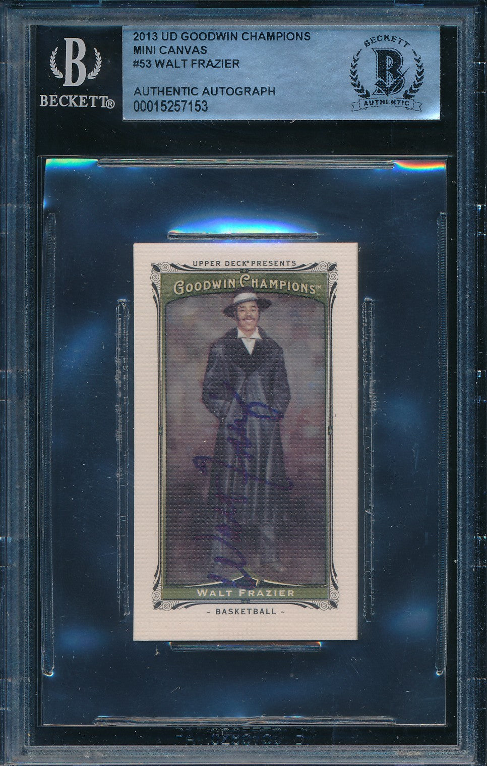 Walt Frazier HOF Signed/Auto 2013 Upper Deck Goodwin Card #53 BAS/Beckett 198686