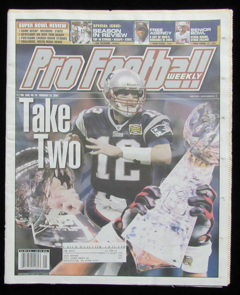 February 24, 2004 Pro Football Weekly Newspaper Tom Brady on Cover 198236
