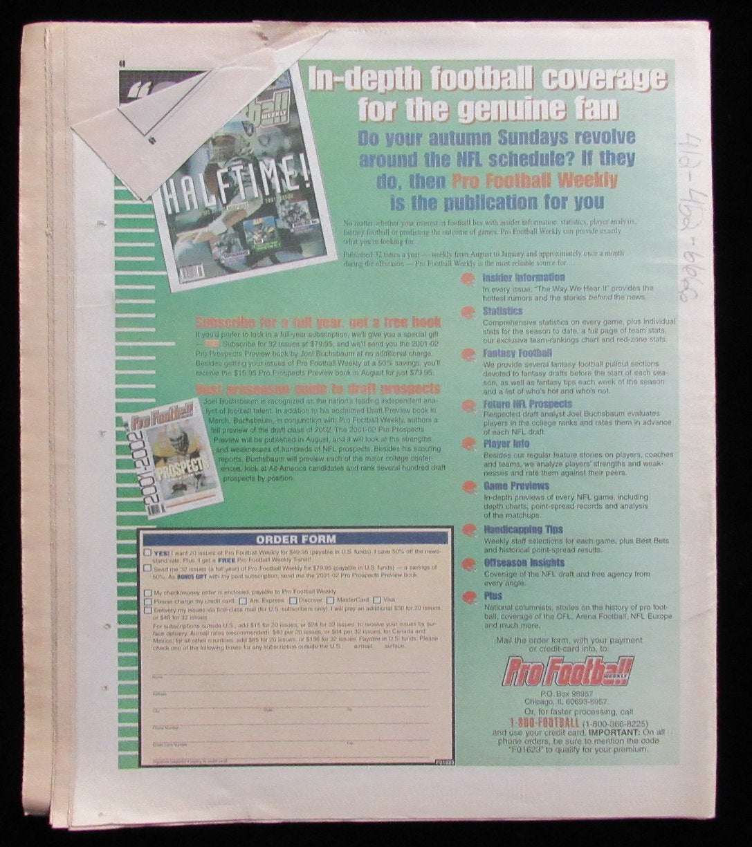 December 17, 2001 Pro Football Weekly Newspaper Tom Brady on Cover 198232