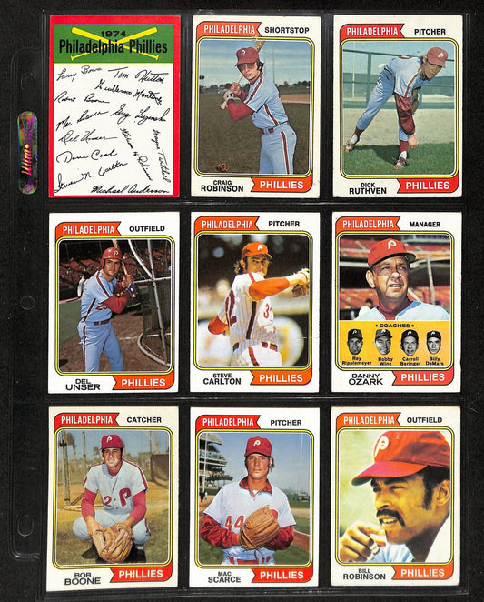 1974 Topps Baseball Card Complete Phillies Team Set w/Traded (33 cards) 197727